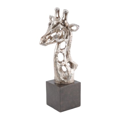 Midnight Mayfair - Abstract Giraffe Head Sculpture in Silver Resin Midnight Mayfair - Abstract Giraffe Head Sculpture in Silver Resin