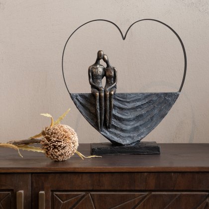 Calm Neutral - Couple Inside Heart Sculpture