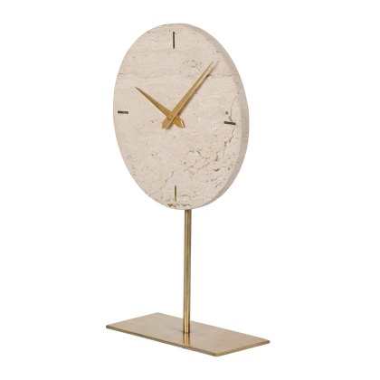 Luxurious Glamour - Light Travertine Mantle Clock On Stand