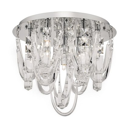 Dar - Roxanne Small 7 Light Flush Polished Chrome Crystal