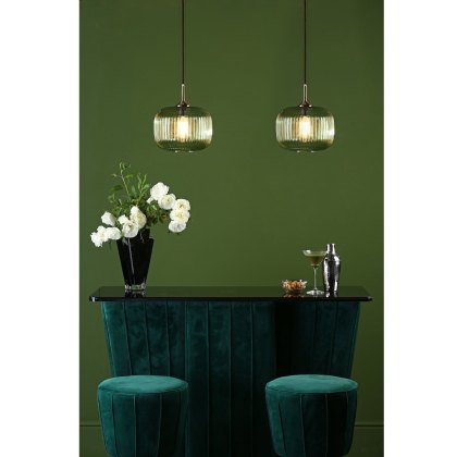 Dar - Demarius 1 Light Pendant Green Glass Bronze Detail