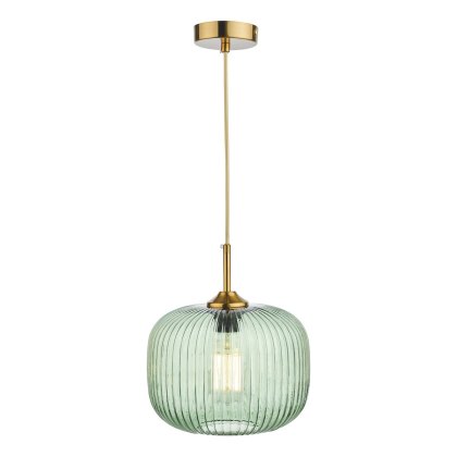Dar - Demarius 1 Light Pendant Green Glass Bronze Detail Dar - Demarius 1 Light Pendant Green Glass Bronze Detail