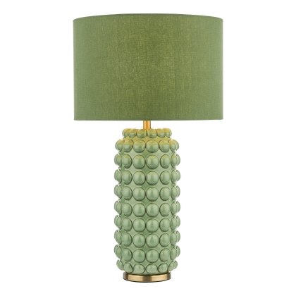 Dar - Etzel Table Lamp Green Antique Brass With Shade