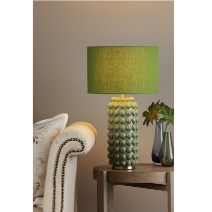 Dar - Etzel Table Lamp Green Antique Brass With Shade