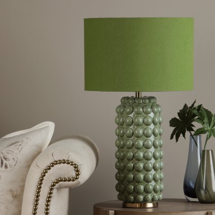 Dar - Etzel Table Lamp Green Antique Brass With Shade