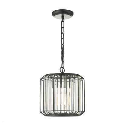 Dar - Naeva 3 Light Pendant (Satin Black Crystal)