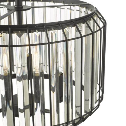 Dar - Naeva 3 Light Pendant (Satin Black Crystal)