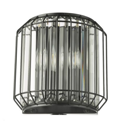 Dar - Naeva 2 Light Wall Light (Matt Black Glass)
