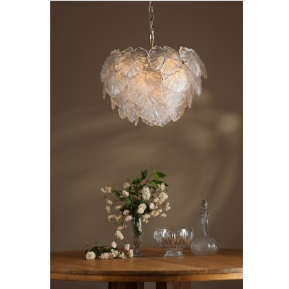 Dar - Courtney 10 Light Pendant Textured Glass and Antique Brass