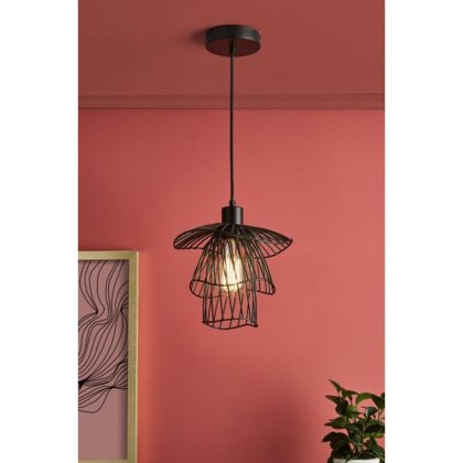Dar Gonzalo 1 Light Pendant Black