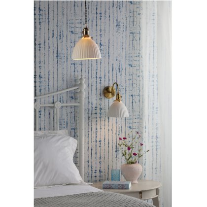 Dar - Hadano Wall Light Natural Brass Ceramic Domed Shade