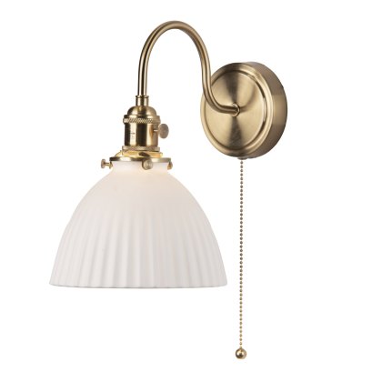 Dar - Hadano Wall Light Natural Brass Ceramic Domed Shade