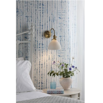 Dar - Hadano Wall Light Natural Brass Ceramic Domed Shade