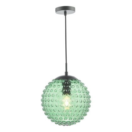 Dar - Hobnail Pendant Matt Black & Green Glass Dar - Hobnail Pendant Matt Black & Green Glass