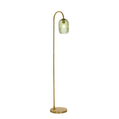 Dar - Idra Floor Lamp Aged Bronze and Green Ribbed Glass