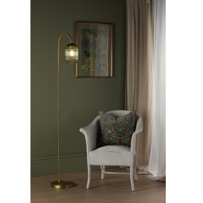 Dar - Idra Floor Lamp Aged Bronze and Green Ribbed Glass