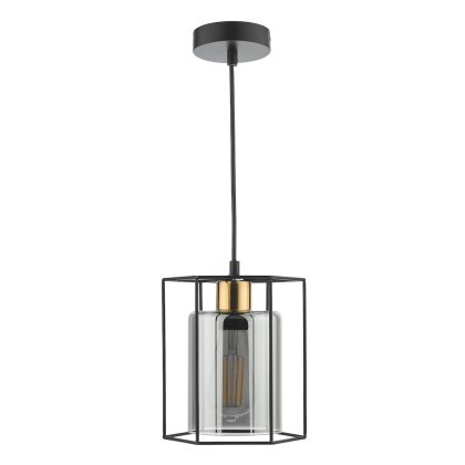 Dar - Tatum Pendant Matt Black With Smoked Glass Dar - Tatum Pendant Matt Black With Smoked Glass