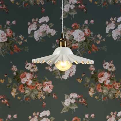 Laura Ashley - Beca Large Pendant White Ceramic Antique Brass