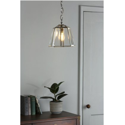 Laura Ashley - Clayton Pendant Polished Silver Glass