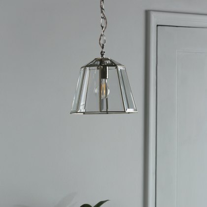 Laura Ashley - Clayton Pendant Polished Silver Glass
