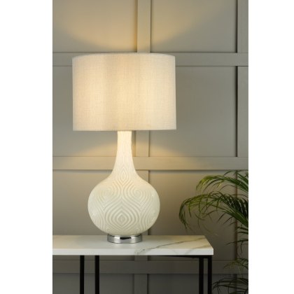 Laura Ashley - Grace Table Lamp Patterned Glass with Shade