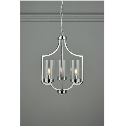 Laura Ashley - Joseph 3lt Chandelier Polished Chrome Glass