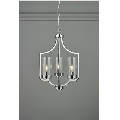 Laura Ashley - Joseph 3lt Chandelier Polished Chrome Glass