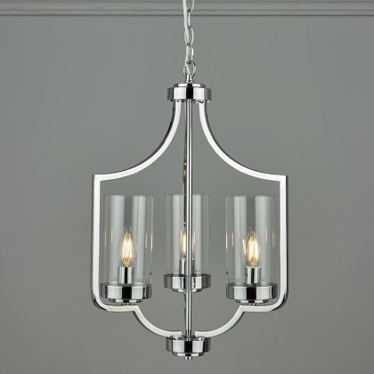 Laura Ashley - Joseph 3lt Chandelier Polished Chrome Glass