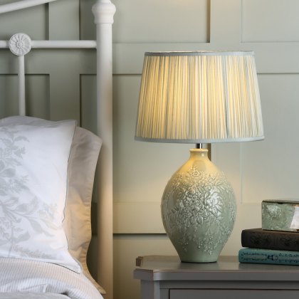 Laura Ashley - Picardie Ceramic Table Lamp Green Polished Chrome Base Only