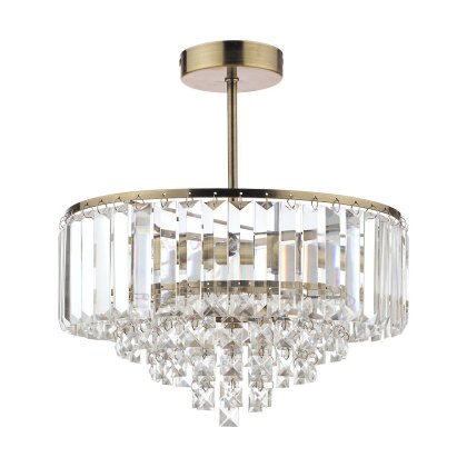 Laura Ashley - Vienna 3lt Semi Flush Crystal & Antique Brass