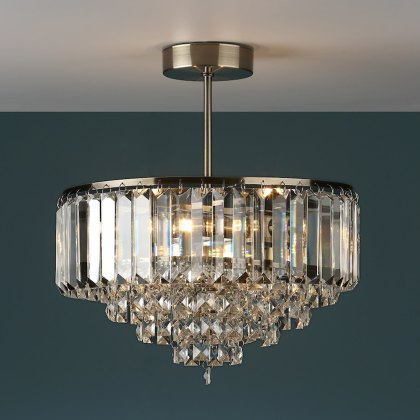 Laura Ashley - Vienna 3lt Semi Flush Crystal & Antique Brass