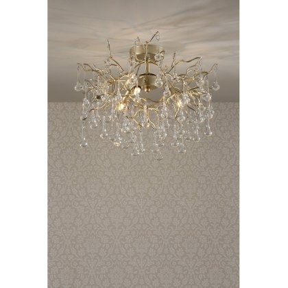 Laura Ashley - Willow 3lt Semi Flush Satin Champagne Crystal