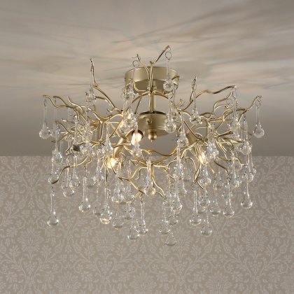 Laura Ashley - Willow 3lt Semi Flush Satin Champagne Crystal