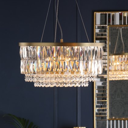 Laura Ashley - Rhosill 4 Light Pendant Glass & Antique Brass