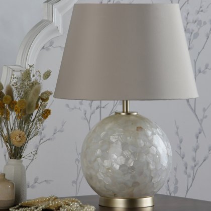 Laura Ashley - Mathern Table Lamp Cream Shell & Champagne With Shade