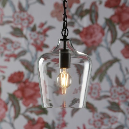 Laura Ashley - Ockley Bottle Pendant Glass Matt Black