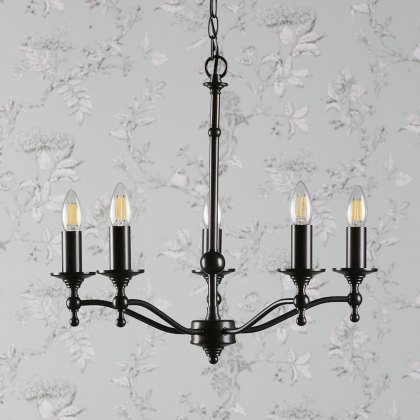 Laura Ashley - Ludchurch 5 Light Chandelier Industrial Fitting Only (Black)