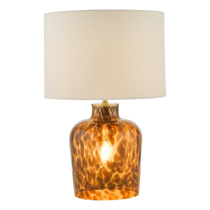 Dar - Leandra Dual Light Table Lamp Tortoiseshell Glass With Shade