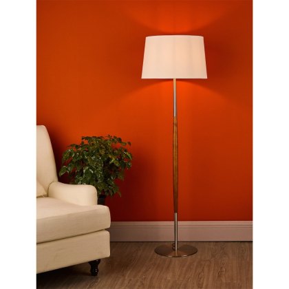 Dar - Detroit Floor Lamp Satin Nickel Walnut Detail Base Only