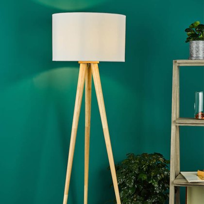 Dar - Ivor Tripod Floor Lamp Light Oak Base Only