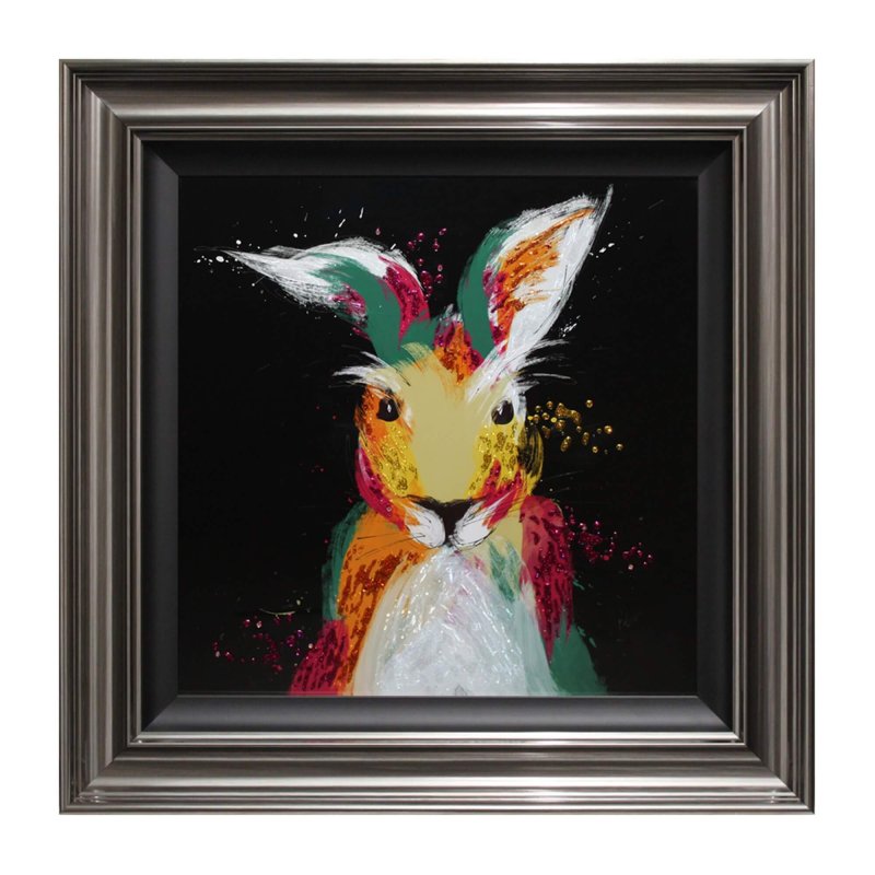 Complete Colour Ltd Figures and Florals - Multi-Hare on Black Liquid Art