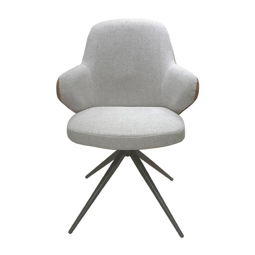Classic Furniture Santorini - Swivel Dining Chair (Light Grey and Tan Faux Leather)