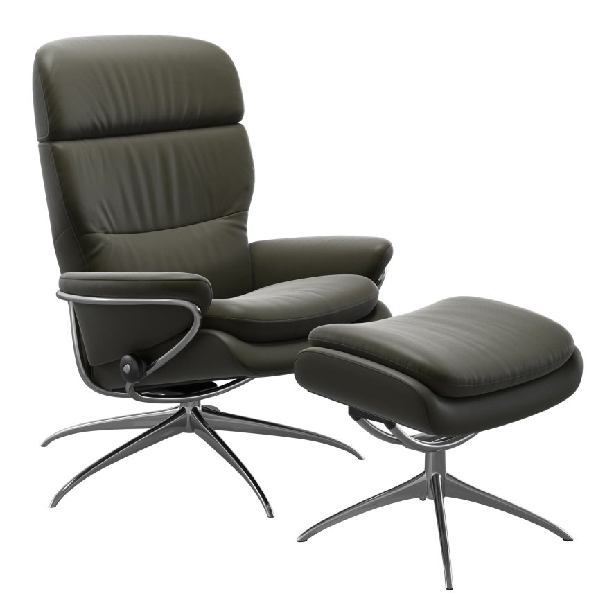 Stressless Stressless Rome - Recliner Chair and Footstool with Adjustable Headrest (Star Base)