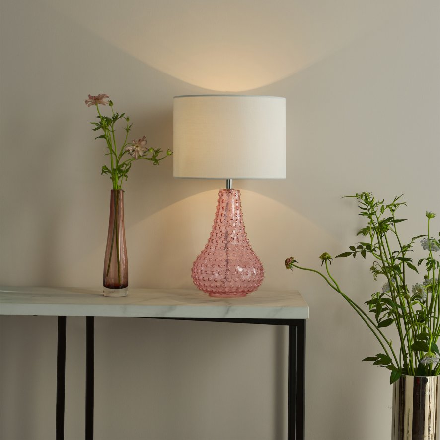 Dar Lighting Dar - Kristina Table Lamp Pink Glass With Shade