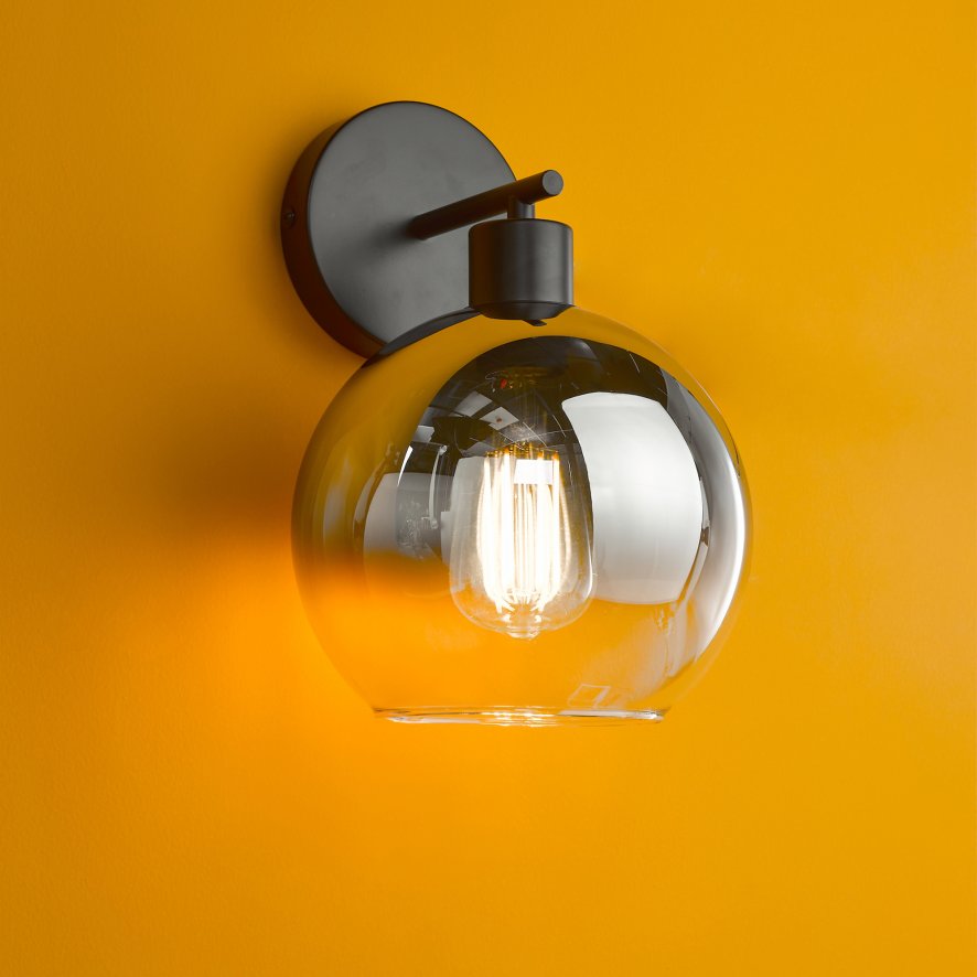 Dar Lighting Dar - Lycia Wall Light Matt Black and Smoked Ombre Glass