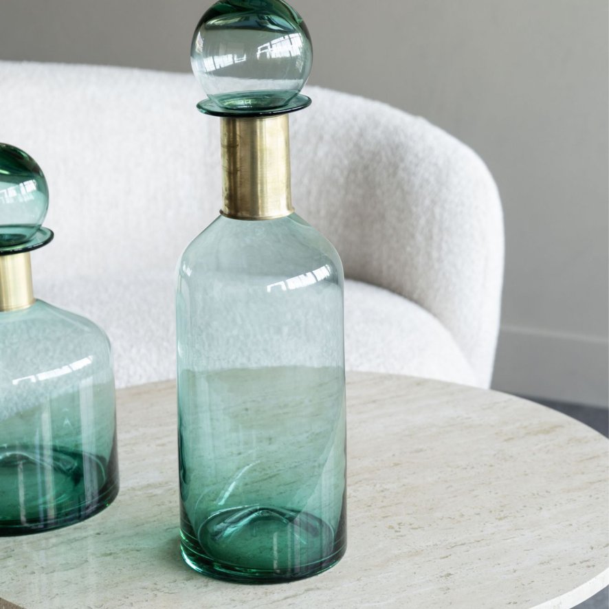 Libra Jorum - Tall Glass Bottle with Lid (Brass Detail)