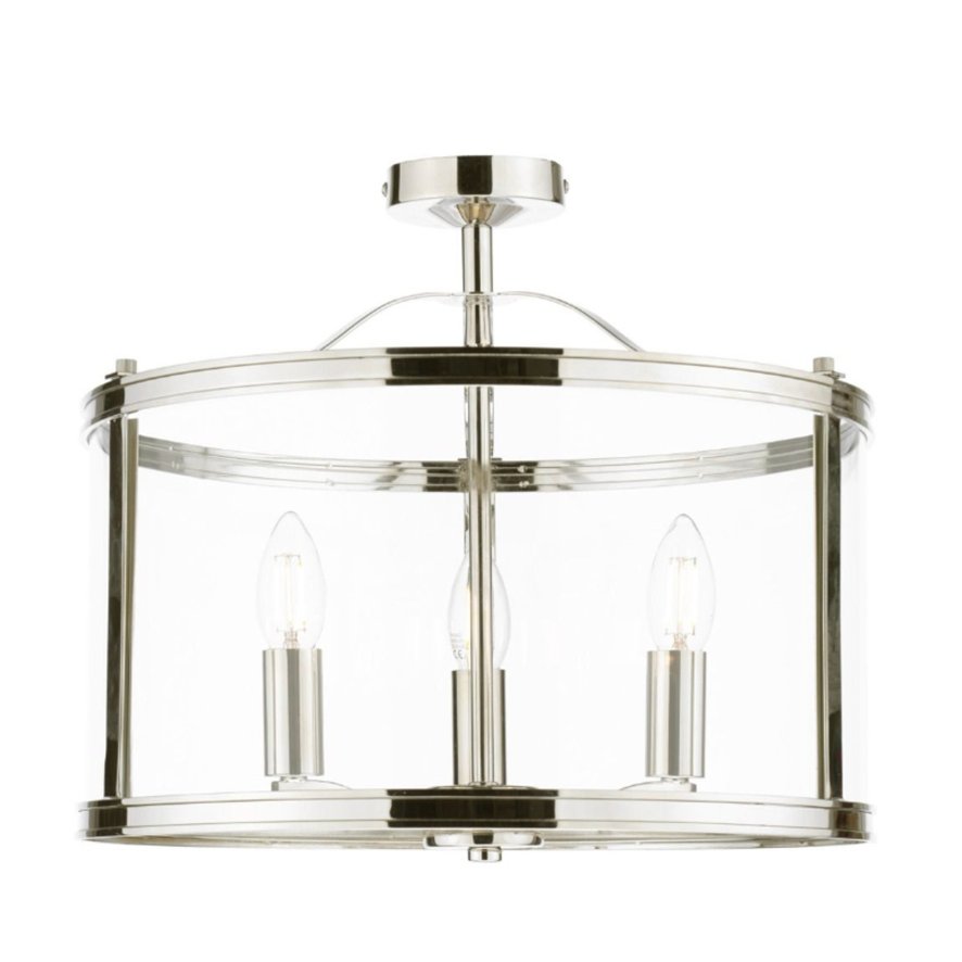 Laura Ashley Laura Ashley - Harrington 3 Light Semi-Flush Polished Nickel and Glass