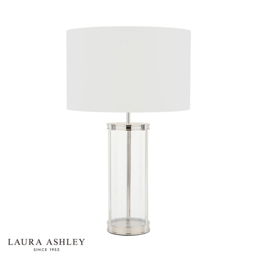 Laura Ashley Laura Ashley Harrington - Large Table Lamp With Shade (Polished Nickel and Glass)