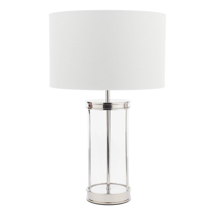Laura Ashley Laura Ashley - Harrington Small Table Lamp Polished Nickel and Glass With Shade