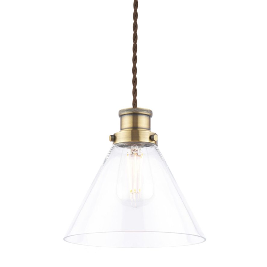 Laura Ashley Laura Ashley - Isaac Easy Fit Pendant Antique Brass and Glass